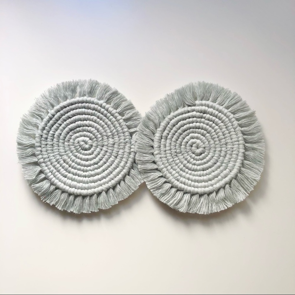 ✨HANDMADE✨ 2 macrame coasters - ash grey